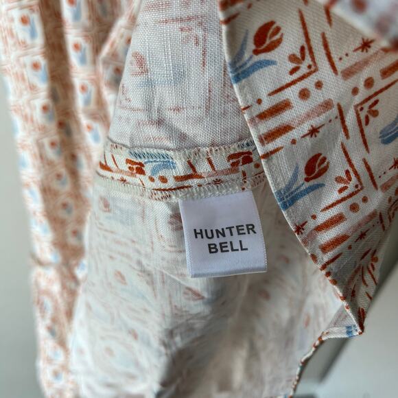 Hunter Bell Dress Palmer Floral Tulip Puff Sleeve White Orange Maxi Dress Sz M - Picture 8 of 9